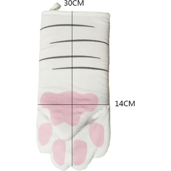 Maniques de four Patte de chat mignon Gants de four de cuisson Griffe de chat Anti-brûlure Micro-ondes Résistant à la chaleur Isolation Antidérapant Gants Patte de chat white