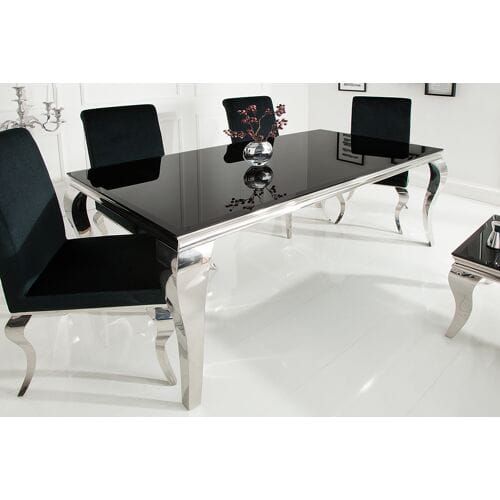 Barock eettafel zwart glas 180 cm