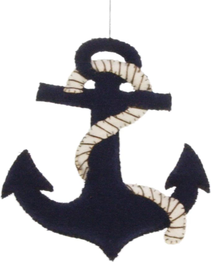 Anker blauw, vilt 13,5x2x14,5cm