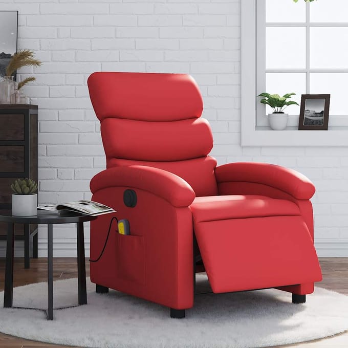 vidaXL - Massagestoel - verstelbaar - elektrisch - kunstleer - rood