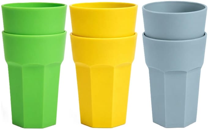 Plasticforte onbreekbare drinkglazen - 6x stuks - kunststof/plastic - mix van 3 kleuren - 520 ml - 13 cm