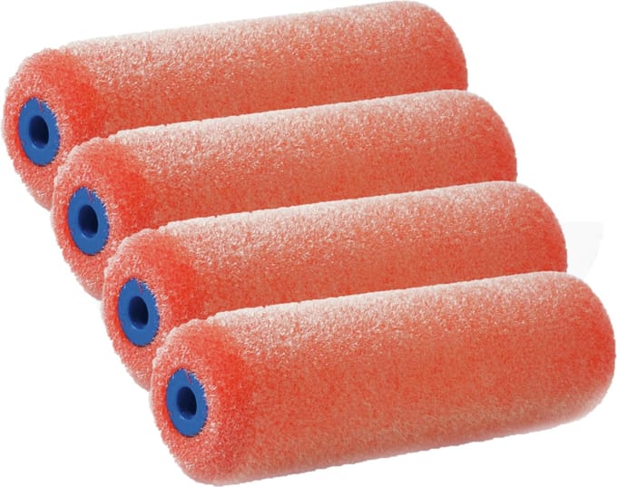 Set van 4x stuks structuur verfrollers schuimroller 2,5 x 10 cm - Verfspullen - Schildersbenodigheden