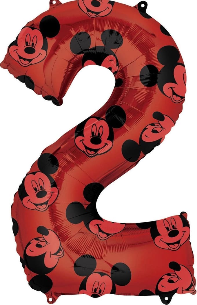 Amscan Folieballon Mickey Mouse 2 Jaar Junior 43 X 66 Cm Rood