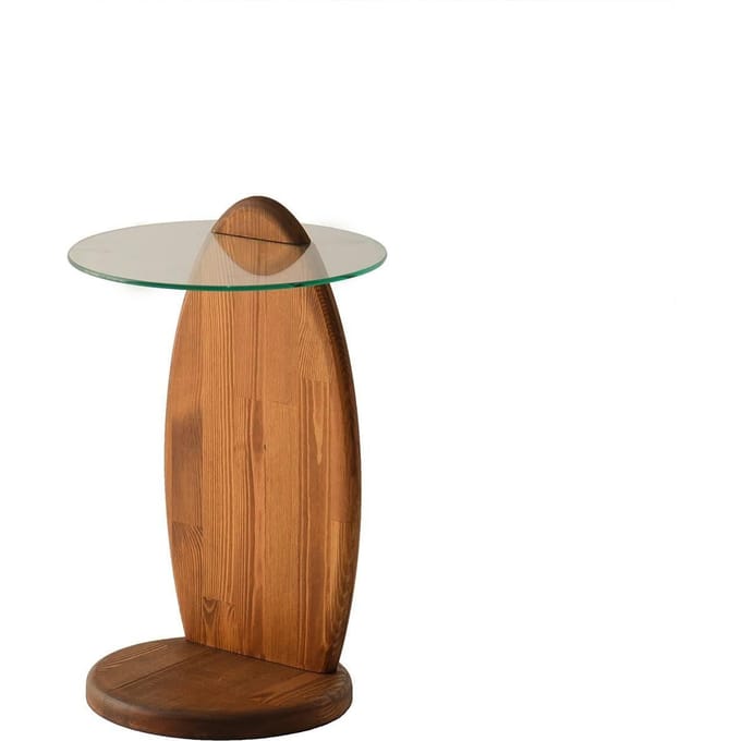 Asir - Bijzettafel - Chesnut en Transparant - 35 x 35 x 53 cm