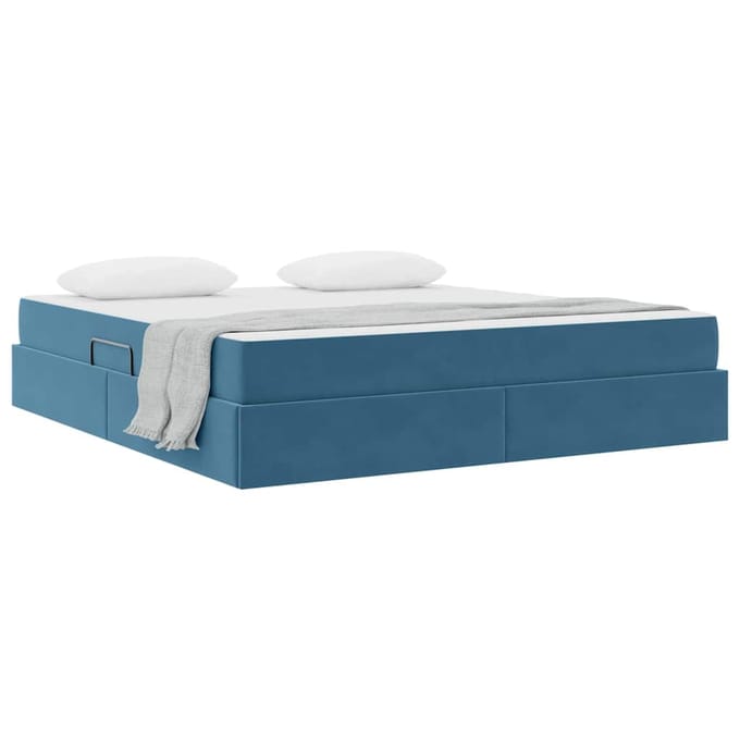vidaXL - Opbergbed - met - matras - Donkerblauw - 160 - x - 200 - cm - Fluweel