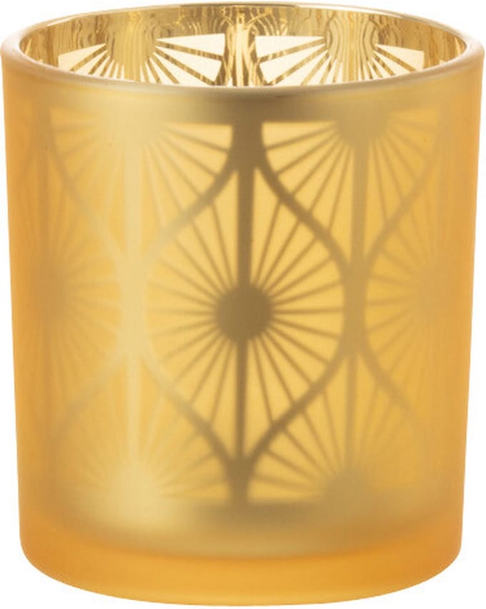 J-Line kaarshouder Ruit Bloemen - glas - geel - small - 3 stuks