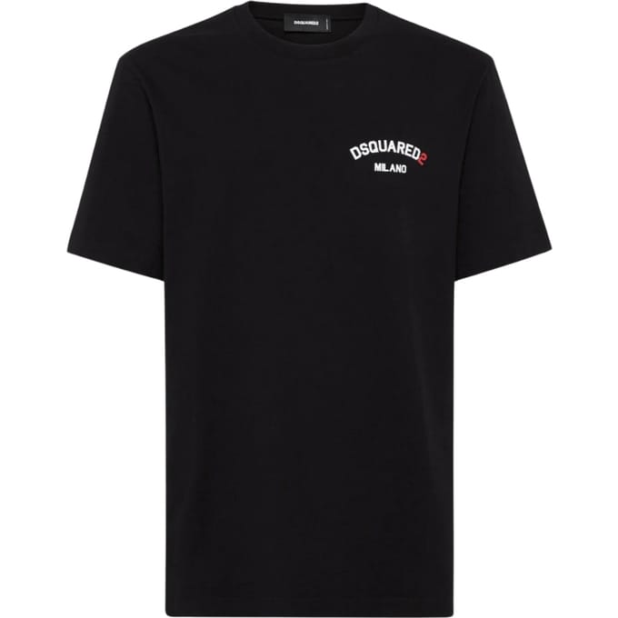 Dsquared2 Regular Fit T-shirt Met Rubberen Logo, Zwart