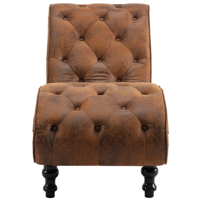 vidaXL - Chaise - longue - kunstsuède - bruin