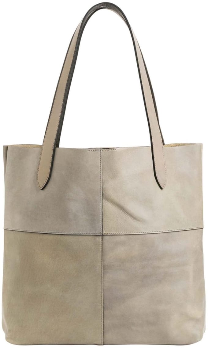 b.belt Leren schoudertas Meggy Shopper Light Grey grijs