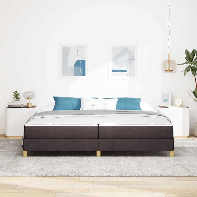 vidaXL - Boxspring - bed - met - matras - Donkerbruin - 200 - x - 200 - cm - Stof