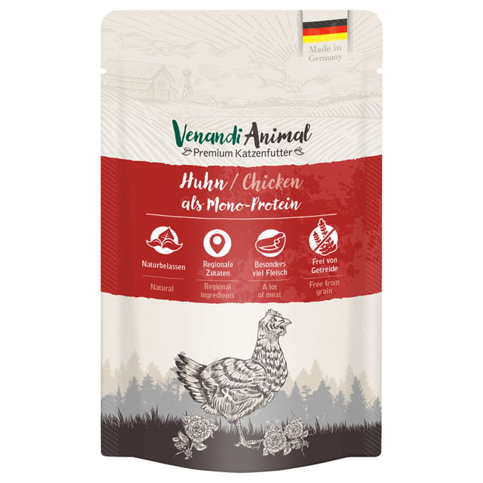 12x125g Venandi Animal Monoprotein Kip kattenvoer nat