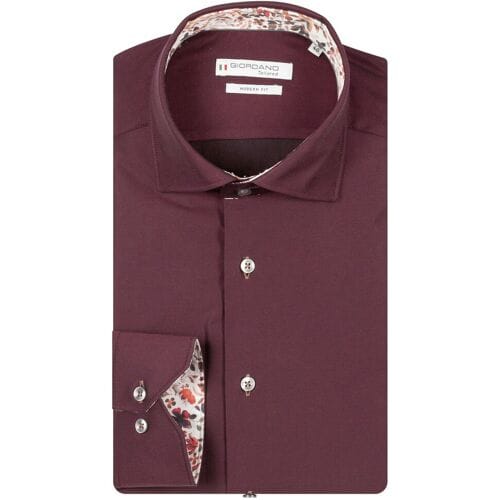 Giordano Overhemd Locarno Semi Cutaway Two-Ply Plain Twill Rood / male