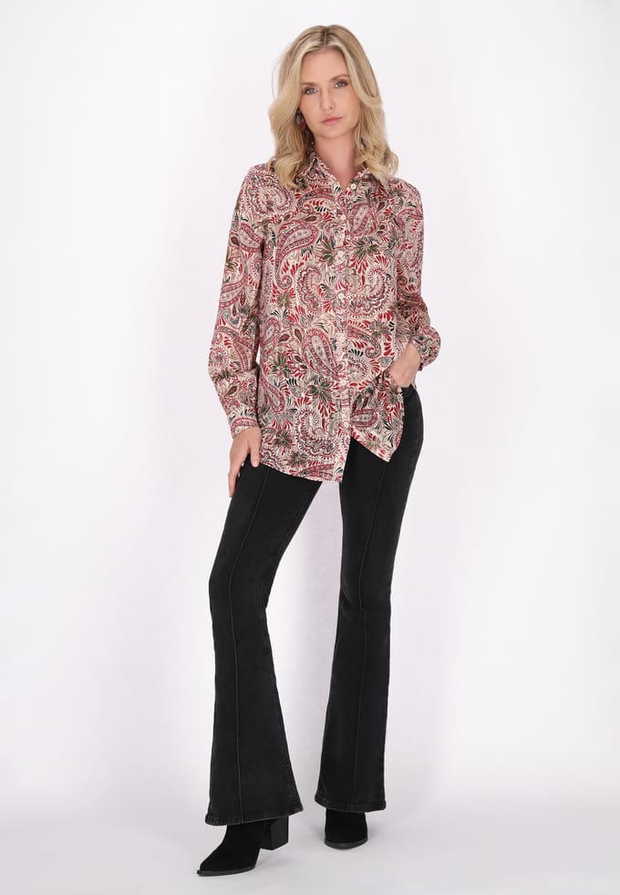 usha Blouse Dames Wol Wit Veelkleurig