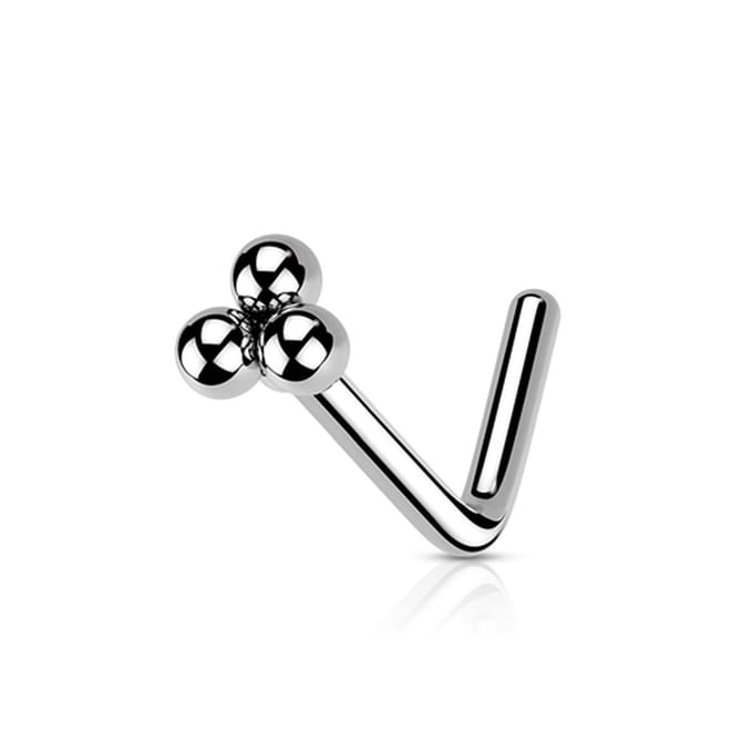 Neuspiercing PVD L-bend cluster top 0.8x6x2.8 - zilver - LMPiercings