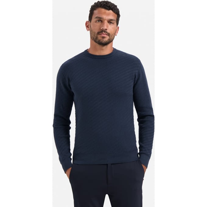 No Excess Pullover Crewneck Jacquard Solid Night Maat: 3XL | Sweaters Outlet | Heren | Blauw