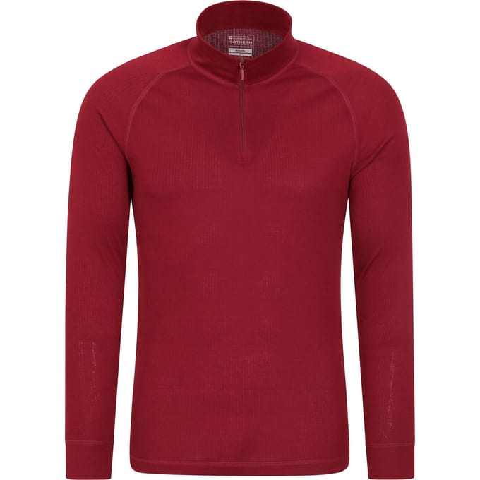 Mountain Warehouse Heren Talus Zip Neck Thermo Top met lange mouwen (Rood)