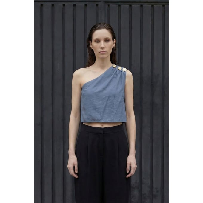 Asymmetrische Kraag Mouwloze Chiffon Top