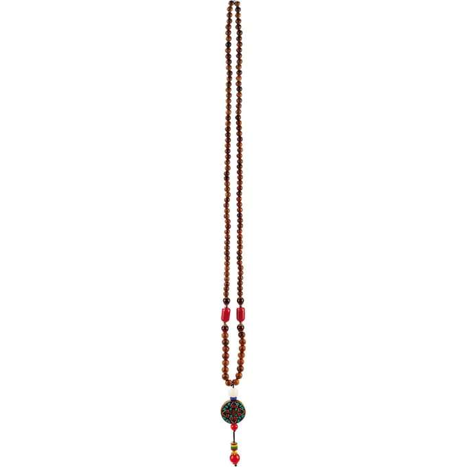 Vrouwen kralen ketting houten lange ketting Vintage Boho Mala meditatie kettingen bruin