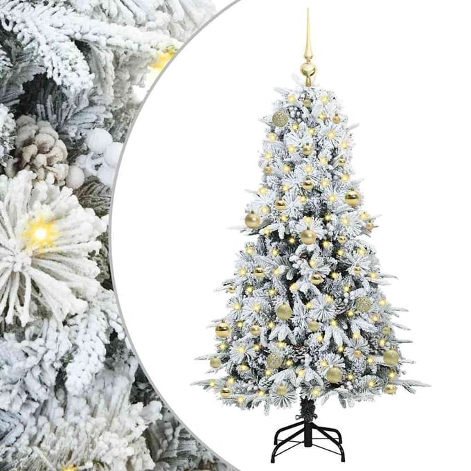 vidaXL - Kunstmatige - Hinged - Kerstboom - met - 150 - LED - Wit - 150 - cm - PE - en - PVC