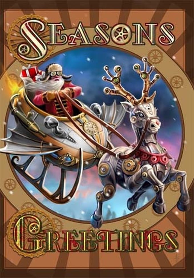 Anne Stokes Kerstkaart Steampunk Santa