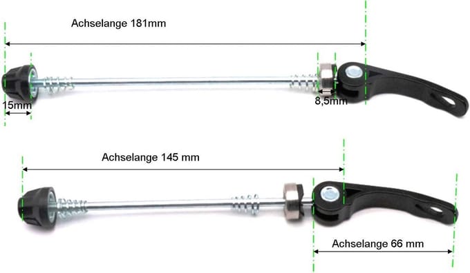 Zwarte Fiets Snelspanner Set voor Voor- en Achterwielen
