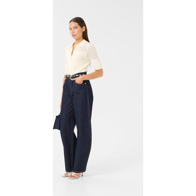 Poloshirt van viscosemix met korte knoopsluiting