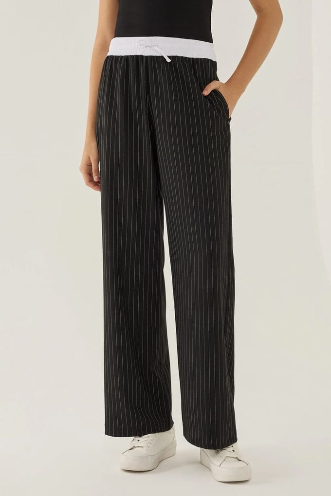 Elastische Taille Gestreepte Broek