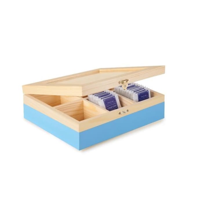 Boîte à Thé - IBILI - 748500 - Bois - 6 Compartiments - Bleu - 22 x 18 x 7 cm bleu