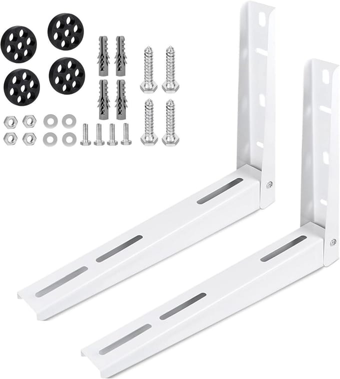 Wandconsole Airco Buitenunit - Airco Beugel Houder - Airco Ophangen - Verhoogde Constructie - 450 x 365 mm - Wit