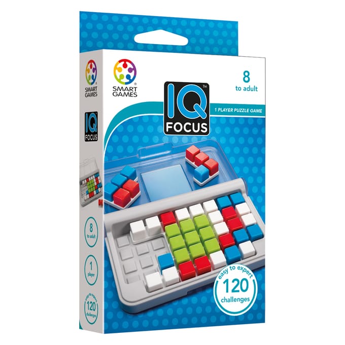 SmartGames IQ Focus - Logisch Denkspel & Reispuzzel - 120 Opdrachten met Centraal Vierkant - Educatief Solospel - Vanaf 6 Jaar