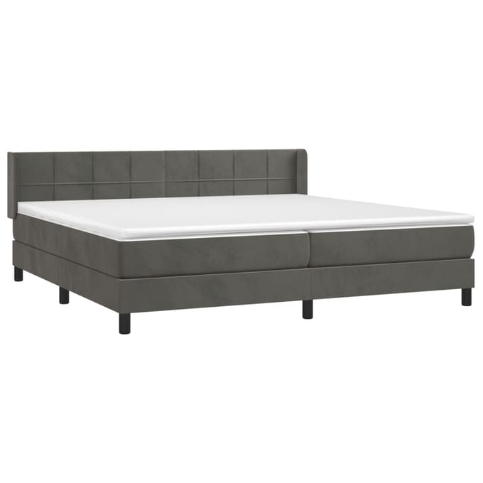 vidaXL - Boxspring - met - matras - fluweel - donkergrijs - 200x200 - cm