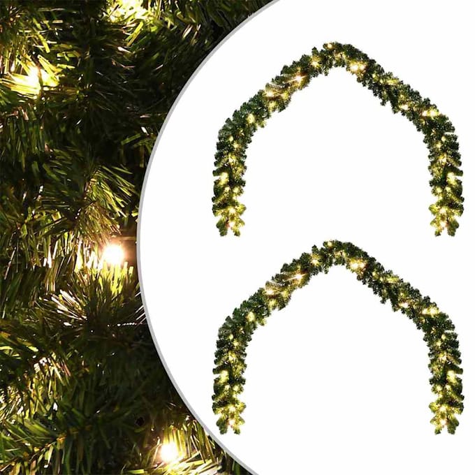 vidaXL - Kerstkrans - 2 - st - 600 - LED's - Groen - 20 - m - PVC