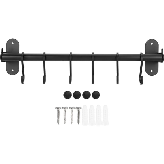 40cm 6 Haken Pannen deksel Hanger Pons Wandgemonteerde Opberg Houder Keuken Gerei Rek Organizer black