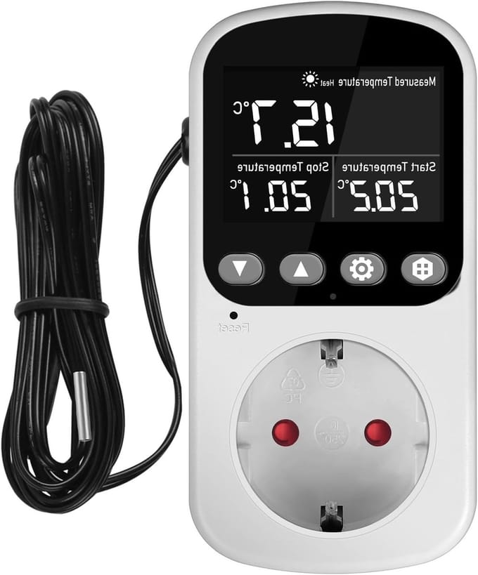 Digitale Temperatuurregelaar met Timer en Probe voor Verwarming en Koeling, Ideaal voor Kassen en Kweekomgevingen
