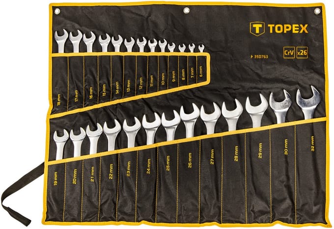 Topex - Ringsleutel Set - 6-32 mm - 26 Stuks - Voor Mechanisch Werk