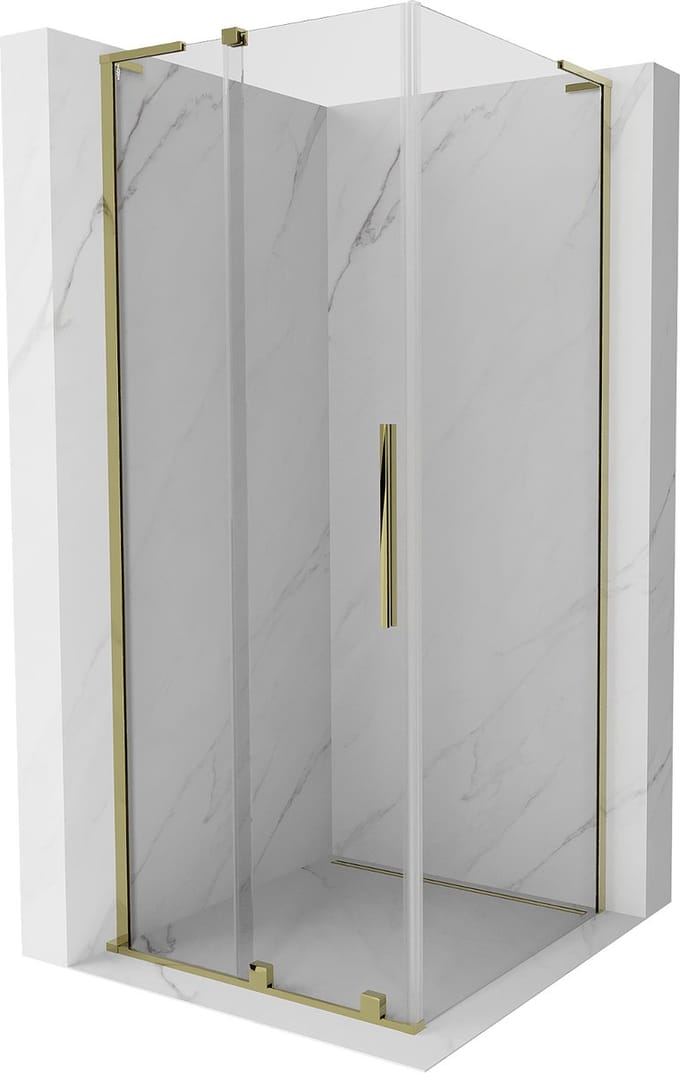 Mexen Velar L schuifdouchecabine 100 x 100 , transparant, goud - 871-100-100-03-50