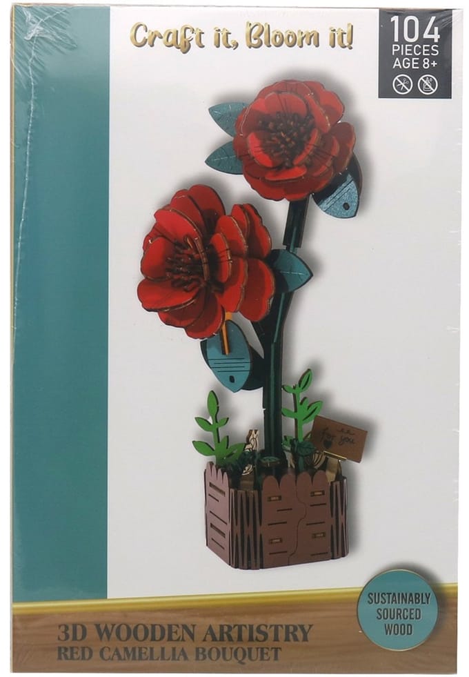 Houten 3D puzzel - camelia - 104 stukjes
