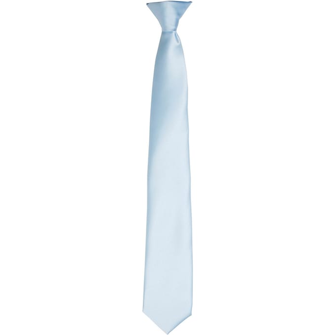 Premier Kleuren Heren Satin Clip Tie (Lichtblauw)