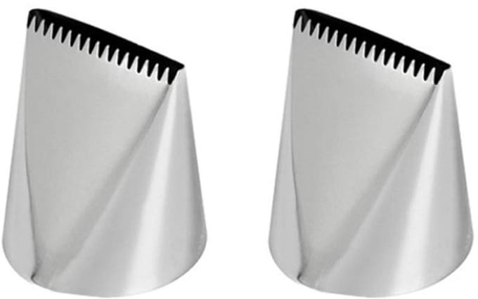 2Pcs Icing Piping Nozzle Tips Cream Cake Decorating Cupcake Fondant Cake Rvs Platte & Zigzag Grote Opening Vorm