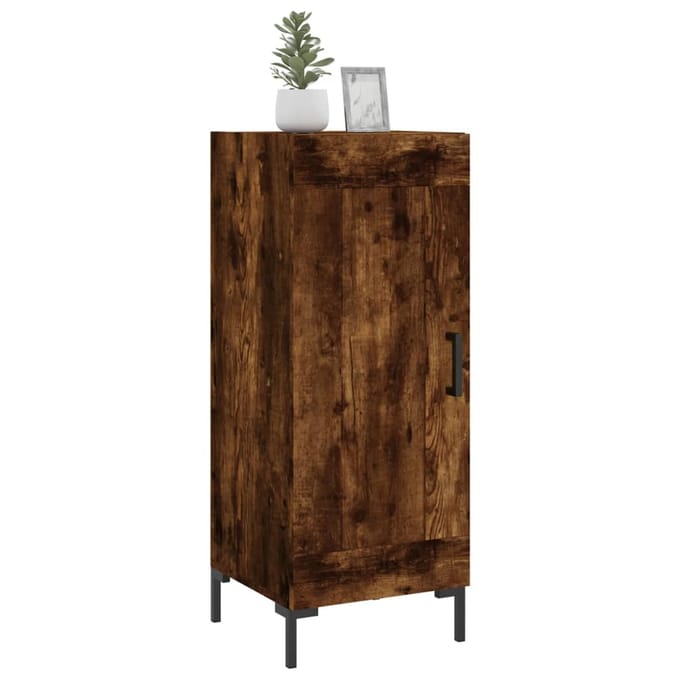 vidaXL - Dressoir - 34,5x34x90 - cm - bewerkt - hout - gerookt - eiken
