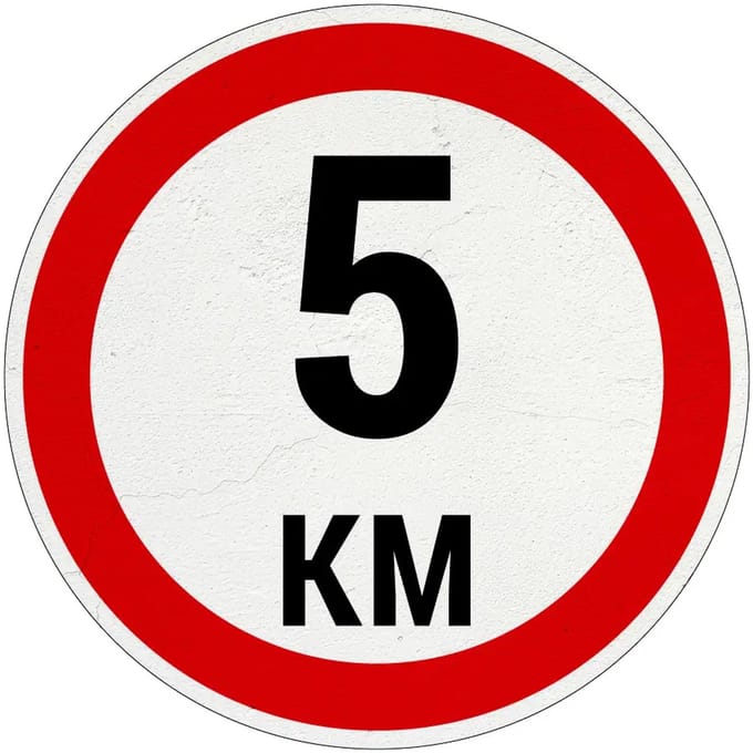 5 km bord | Sign Again materiaal | 40 cm