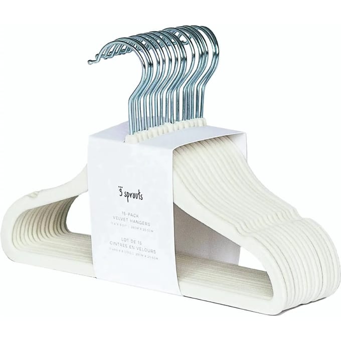 3 Sprouts - Velor Hanger 15 pcs Cream