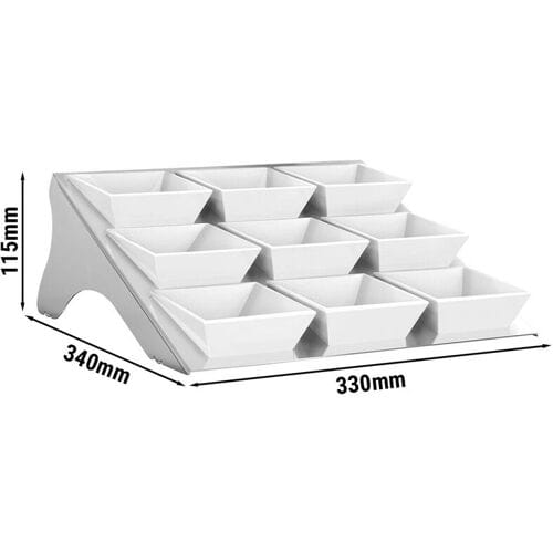 GGM Gastro Etagerie / Buffetständer - Chrom - inkl. 9 Melaminschalen - eckig Zilver / Wit
