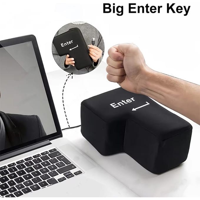 Grote USB Enter-toets Anti-stressknop Decompressiecomputer Elke Vent-kussensknop Desktopkussen Voor Kantoorwerker Programmeur gray