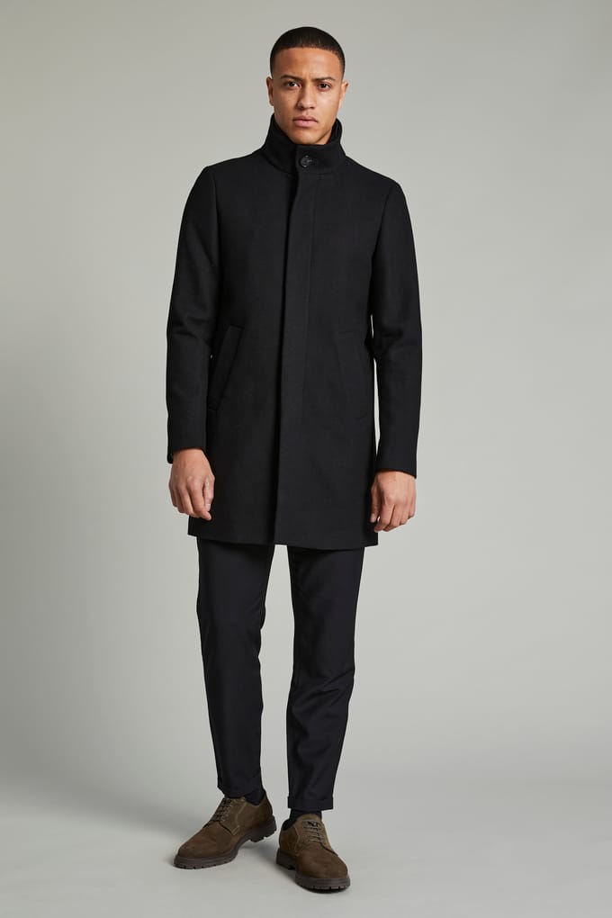 Lange jas met opstaande kraag, model 'Harvey'