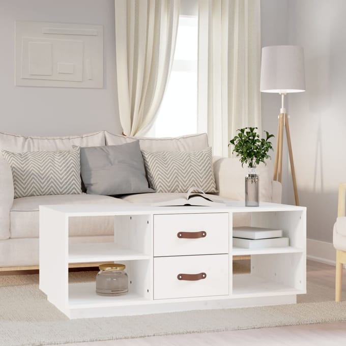 vidaXL - Salontafel - 100x50x41 - cm - massief - grenenhout - wit