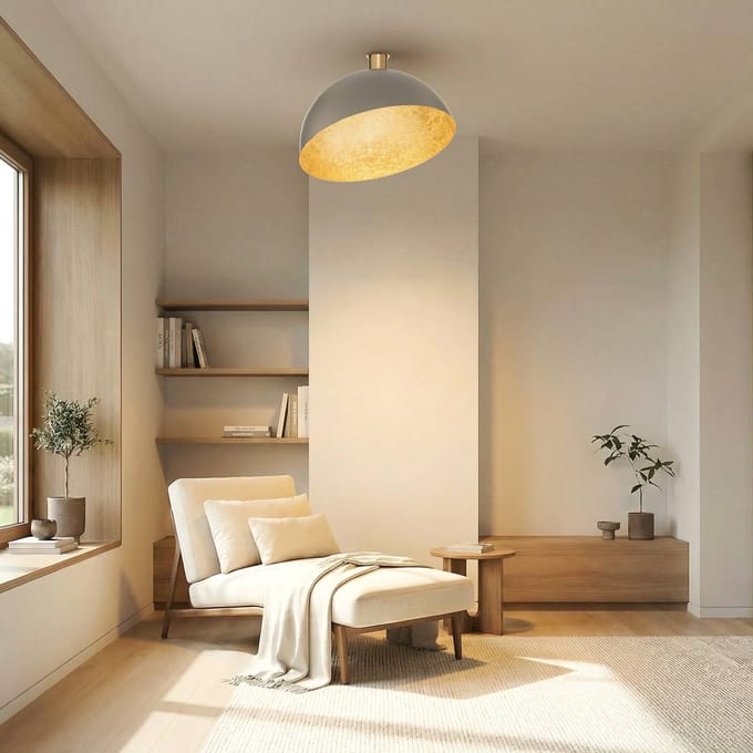 SIGMA Plafondlamp Sfera, Ø 50 cm, taupe/goud, metaal, E27