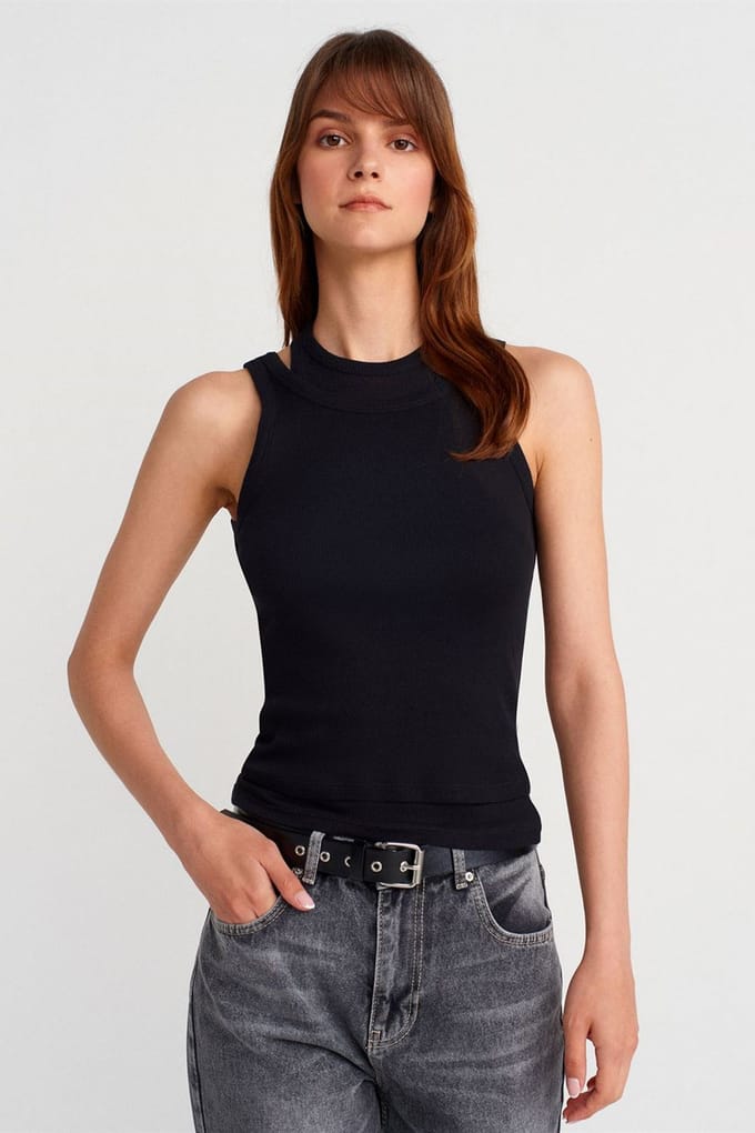 Katoenen Geribbelde Crop Top
