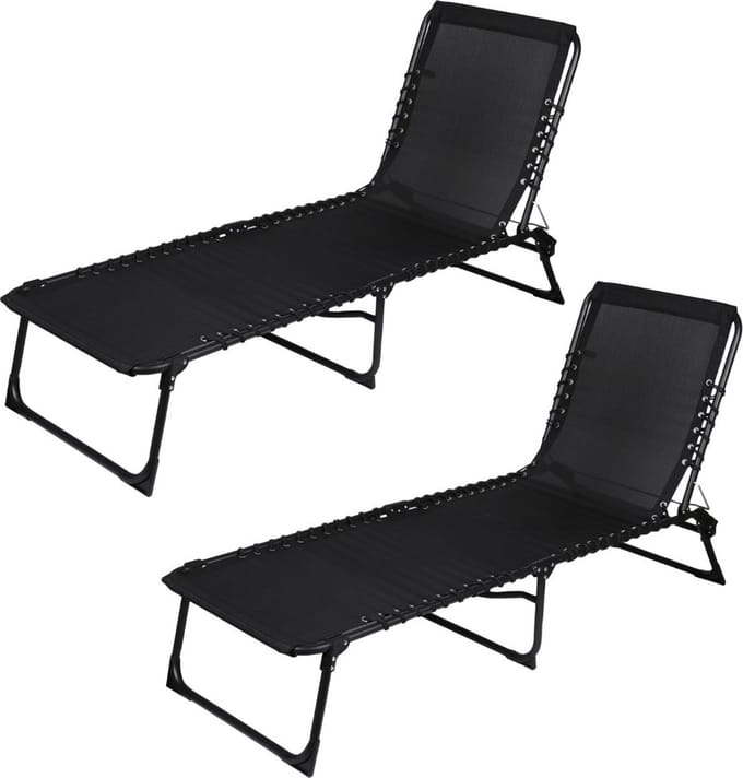 “LE PLAYA” set van 2 ligbedden zwart 187 x 56 x H26/85 cm