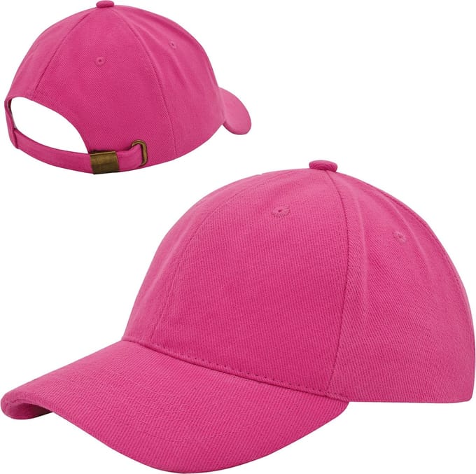 6 Panel Cap van zwaar geborsteld katoen met koperen bucklesluiting - Roze